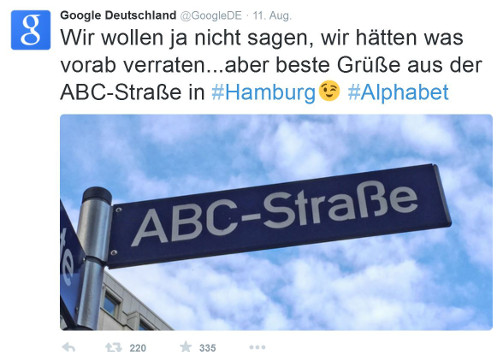 Tweet von Google Deutschland zur neuen Holding Alphabet