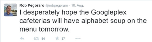 Twitter-User Rob Pegoraro äußert sich zum Google-Mutterkonzern Alphabet