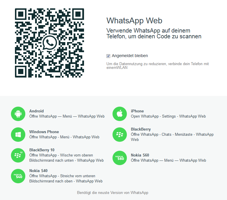 QR-Code zur Anmeldung für WhatsApp Web