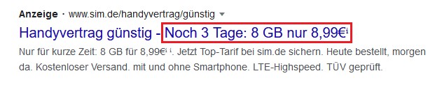 Beispiel Screenshot Google Ads sim.de