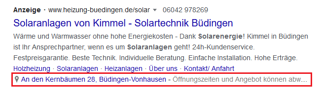 Beispiel Screenshot Google Ads heizung-buedingen.de